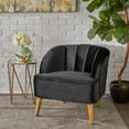 thumbnail image 2 of 1PC club chair With a curved backrest and iconic splayed legs, velvet features, RUBBERWOOD, 27.50" W x 28.50" D x 28.00" H, for living room, 2 of 12