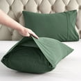 thumbnail image 4 of Pure Era 100% T-Shirt Jersey Knit Cotton Pillowcases Super Soft Breathable, Set of 2, Standard 20”x26”, Solid Forest Green, 4 of 5