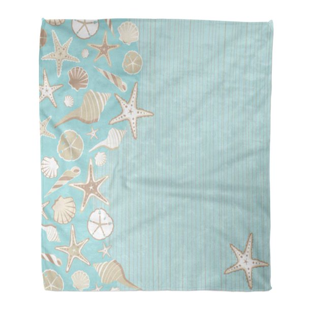 SIDONKU Throw Blanket 58x80 Inches Seashell Beach Party with Variety of