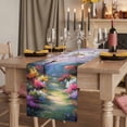 thumbnail image 2 of Colorful Forests Table Runner, Spring Oil Painting Flower Nature Landscape Cotton Linen Table Runners 120 Inches Long, Dresser Scarf Runner for Dining/Living Room/Kitchen/Square Tables 13''x120'', 2 of 9