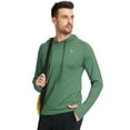 thumbnail image 4 of Men's Quick Dry Hooded Tops Lightweight Thin Long Sleeve Running Hiking Fishing Rash Guard Hoodies Outdoor T-Shirt Olivegreen 2XL, 4 of 8