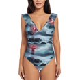 thumbnail image 2 of Yiaed Lighthouse in a Stormy Sea Print Women's Ruffled One Piece Swimsuit V Neck Swimwear Slimming Monokini for Woman-XX-Large, 2 of 8