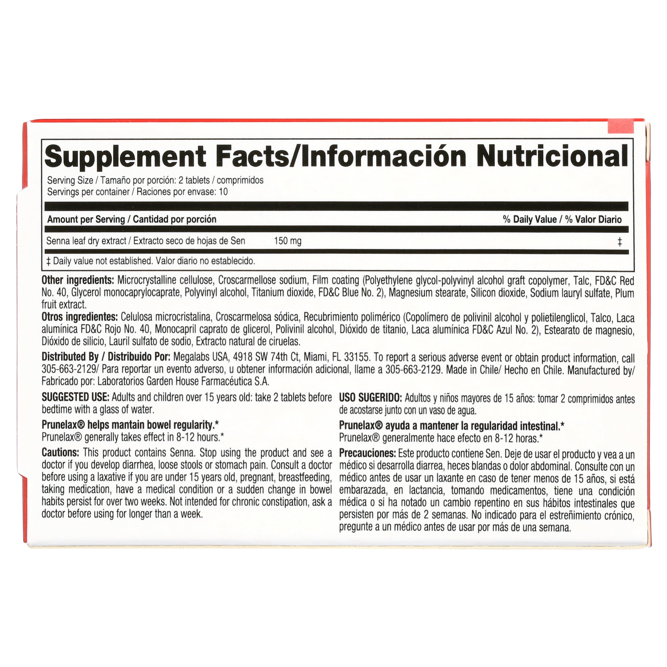 Prunelax Ciruelax Regular Strength Natural Laxative Minitabs with Senna, Vegan & Gluten-Free for Gentle Overnight Relief, 20 Count