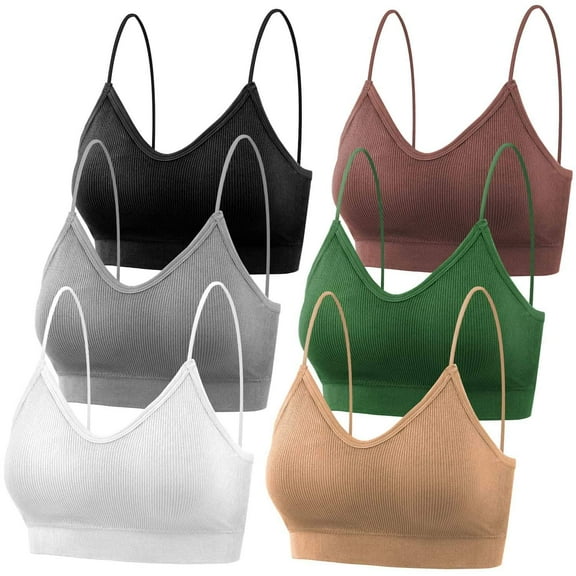 Bras for Women Pack of 6, Padded Bralettes, Sports Bras