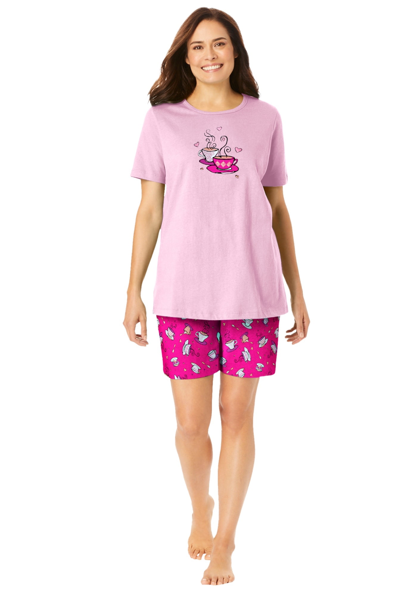 Dreams & Co. Women's Plus Size Knit Pj Short Set Pajamas