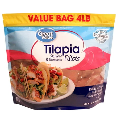 Great Value Frozen Tilapia Fillets, 4 lb