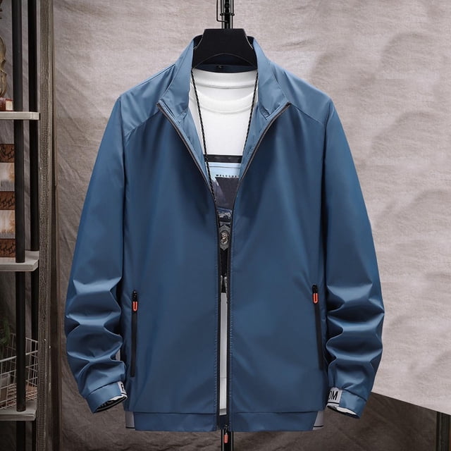 LOVZFMLL Jackets for Men's Solid Color Outdoor Sunscreen Climb Sport Run Pocket Zipper Long Sleeved Outwear
