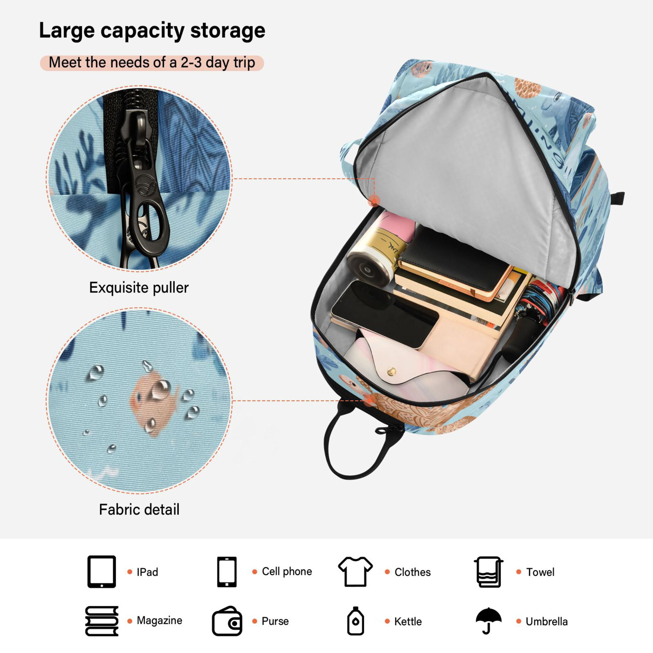 2 Racquet Holder Tennis Backpack Tennis Racket Covers Gym Bags Sea Creatures