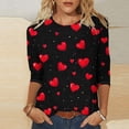 thumbnail image 2 of gakvbuo Valentine Day Shirt for Women Trendy 3/4 Sleeve Tunic Tops Cute Graphic Tees Round Neck Casual Funny Shirts Tops Blouse, 2 of 5