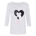 thumbnail image 4 of HaoXianJian Valentine's Day Shirt for Women Glitter Love Heart Printed T-Shirt Top 3/4 Sleeve Tee Crew Neck Casual Blouse Tops Size S-2X, 4 of 4