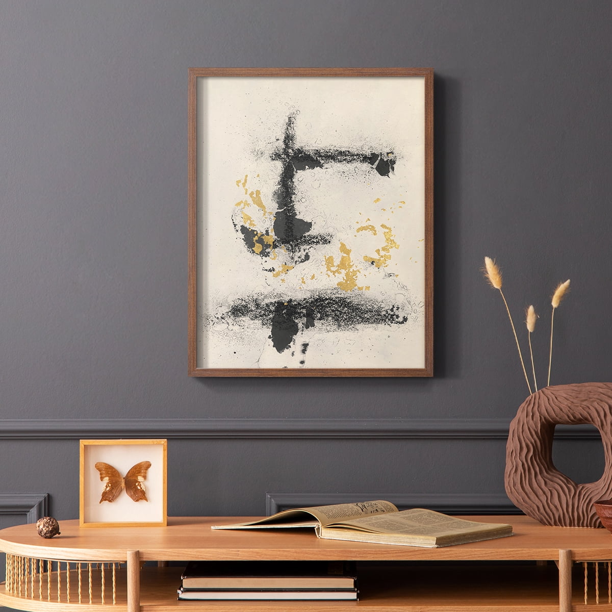 Charcoal Remnants II Framed Print in Brown Solid Wood Framed Print No Nail Hanging