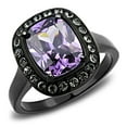 thumbnail image 1 of Alamode TK3512-8 Bague en Acier Inoxydable Noire IP pour Femmes avec Grade AAA CZ en Améthyste - Taille 8, 1 of 1