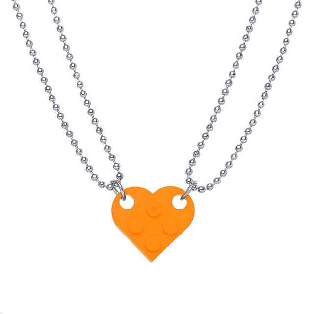 2pcs Hommes Femmes Assortis Colliers Pendentif en Forme de Coeur Jigsaw Attrayant Détachable Colliers pour Couple