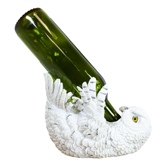 Wisdom Of The Tundra Beautiful Mystical Snowy Owl Wine Bottle Holder Decor