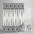 thumbnail image 4 of Black White Boho Shower Curtain Set, Waterproof Shower Curtains for Bathroom, Vintage Ethnic Tribe Abstract Art Retro Washable Fabric Cloth Bath Curtain for Bathtub Decoration with Hooks 54x78 Inches, 4 of 9