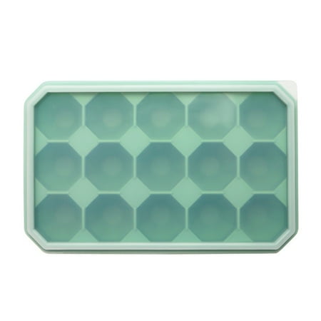 

HOVTOIL Ice Cube Mold 15-Cavity Diamond Shape Silicone Ice Cube Tray Mold Removable Lid Kitchen Tool