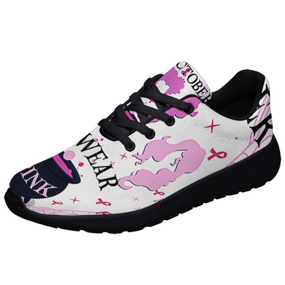 BreaStCancer Awareness In October We Wear Pink Shoes Sneakers Black Size 3.5