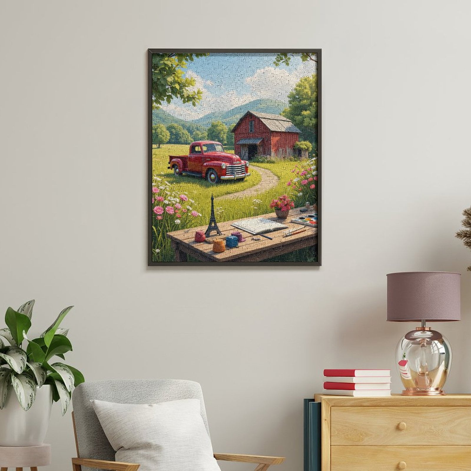 Paint by Numbers Kit for Adults, Red Truck Farm Barn Art Supplies Paint by Numbers, Easy Paint by Numbers Kit for Adults Beginner, DIY Adult Paint by Number Kits on Canvas, Home Decor