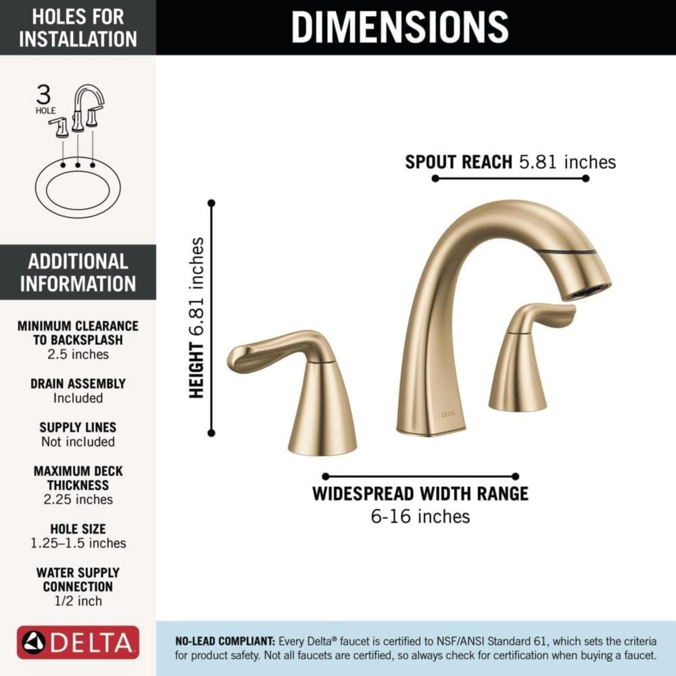 Delta Arvo Brushed Gold Bathroom Faucet with Sprayer, 8 Inch 3 Hole Widespread Bathroom Sink Faucet with Pull Out Sprayer, Push-Pop Drain, Champagne Bronze