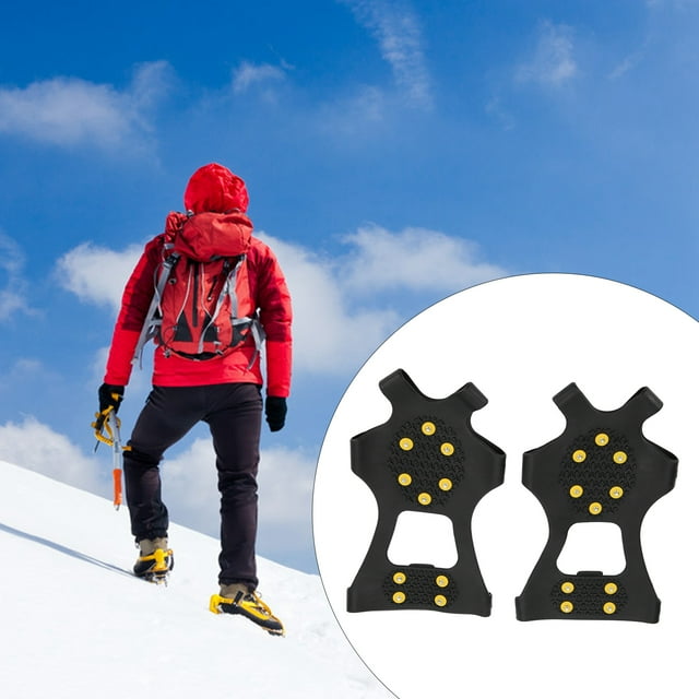 Crampones de Hielo, 2 Pezas de Nieve Inodoro Spikes Anti Slip 10 Dientes para Pescar en Hielo para el Montañismo para Cazar