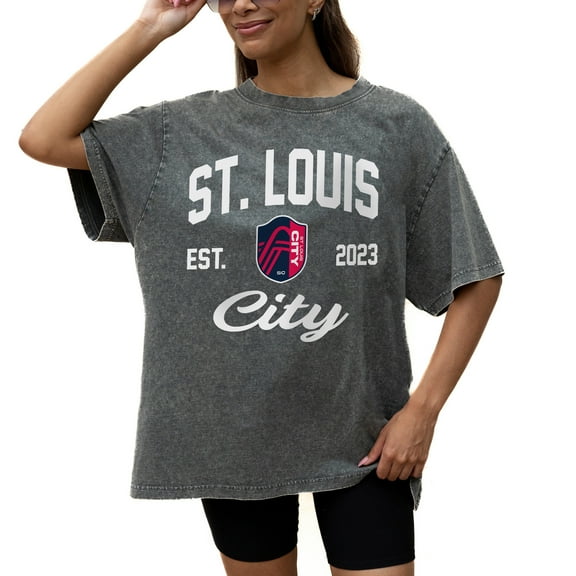 Women's Gameday Couture  Gray St. Louis City SC Tackle Titan Oversized Snow Wash T-Shirt