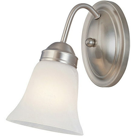Hardware House Bathroom Light Fixture, 1 Light, Satin Nickel Finish