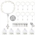 thumbnail image 2 of 20 Juegos de Rosarios Acrílicos para Bautizos, con Etiquetas de Agradecimiento y Bolsas de Organza, para Bautizos, Bodas, Fiestas, Color Plateado., 2 of 5