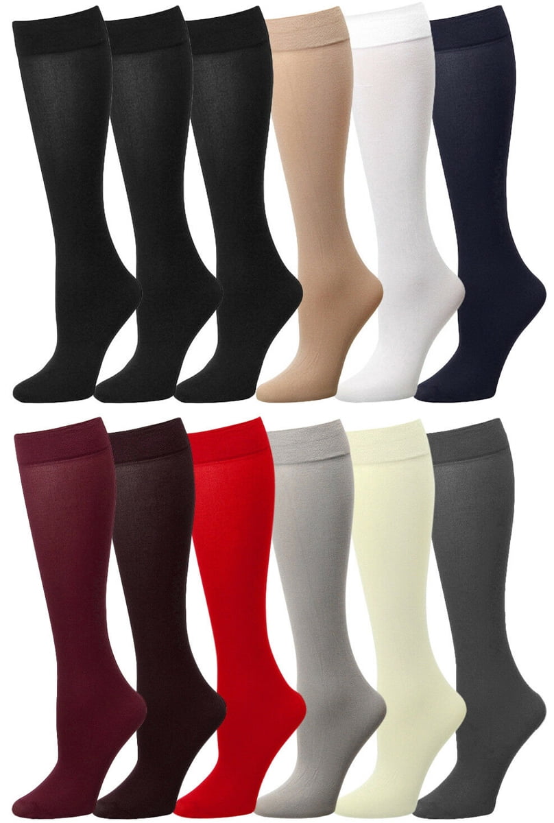 Falari 12 Pairs Women Trouser Socks with Comfort Band Stretchy Spandex ...