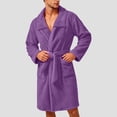 thumbnail image 2 of LIaqionyy Mens Plush Fleece Robe Collared Bathrobe Fuzzy Soft Comfortable Warm Fall Winter Clothes with Pockets, 2 of 7