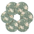 thumbnail image 5 of Watercolor Magnolias 4in Bar Coasters Set of 6 with Storage Rack Durable Heat Resistant, 5 of 7