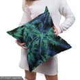 thumbnail image 4 of Vintage Palm Fabric by the Yard Upholstery, Illustration of Leaf Silhouettes on a Dark Tone Background, Decorative Fabric for DIY and Home Accents, 3 Yards, Shamrock Green Sea Blue by Ambesonne, 4 of 4