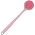 thumbnail image 2 of DNC Soft Silicone Back Scrubber Shower Bath Body Brush with Long Handle (Pink), 2 of 9