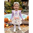 thumbnail image 3 of Cjfdfy Newborn Baby Girl Halloween Outfit My First Halloween Ruffle Long Sleeve Romper Ghost Pumpkin Dress Bow Headband Three Piece Set Infant Cute Halloween Fall Winter Outfit, 3 of 9