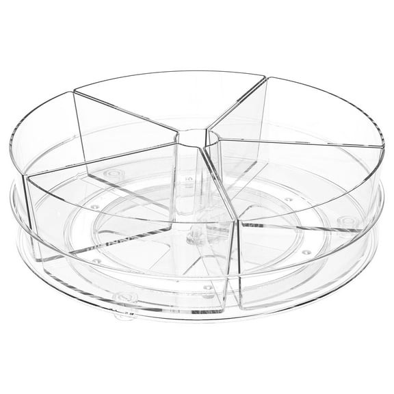Turntable Organizer with Removable Bins Clear Lazy Susan Organizer Round Rotating Tray Organizer Divided Lazy Susan Turntable Easy to Access for Home Pantry Fridge Snack Spice