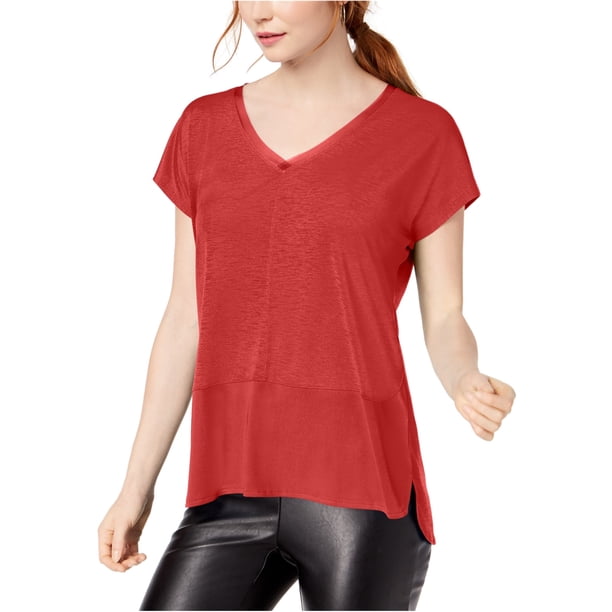 bar III Camiseta básica de medios mixtos para mujer, rojo, extragrande bar III Camiseta básica