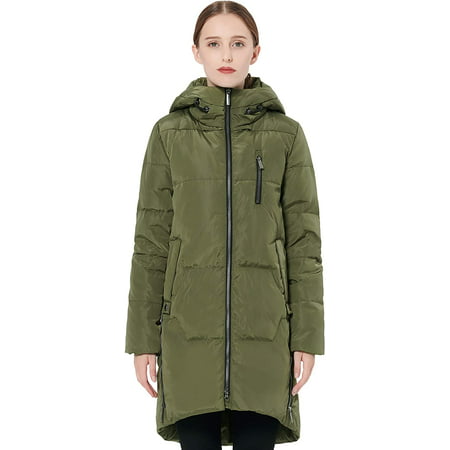 Women's Stylish Down Jacket Hooded Winter Coat Two-Way Zipper Puffer ...