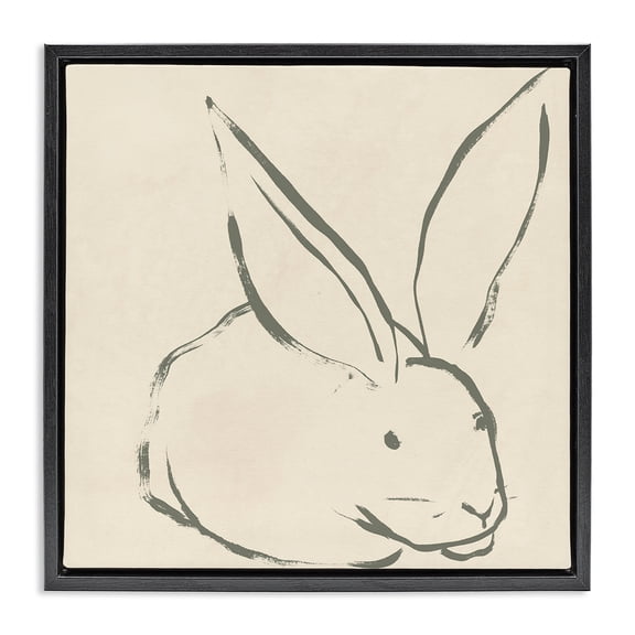 Stupell Industries Modern Simple Rabbit Outline Black Floating Frame Canvas Art, 18 x 18, by June Erica Vess