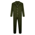 thumbnail image 2 of XDZJLR Family Matching Christmas Pajamas Set Parents Kids Long Sleeve Silk Like Satin Pure Color Two Piece Holiday Outfit,Loungewear Nightwear Pjs For Men Dad Army Green, 2 of 6