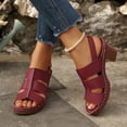 thumbnail image 2 of Rokment Women's Platform Gladiator High Heels Dressy Sandals for Woman 2026 Summer Fashionable Leather Casual Fish Mouth Peep Toe Chunky Block Heeled Slingback Dress Pumps Ladies A Size 6, 2 of 7