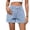 #0338-Light Blue, variant on Denim Shorts for Women High Rise Plain Tone Patch Pocket Design Loose Fit Pants Daily Casual Style Soft Comfortable Bottoms