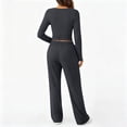 thumbnail image 6 of Pyhlmscde Women's Wide Leg Long Sleeve Crop Tops Matching Sets Outfits, Sweatsuits Women 2 Piece Outfit, Winter Clothes for Women, Fall Outfits for Women, 6 of 6