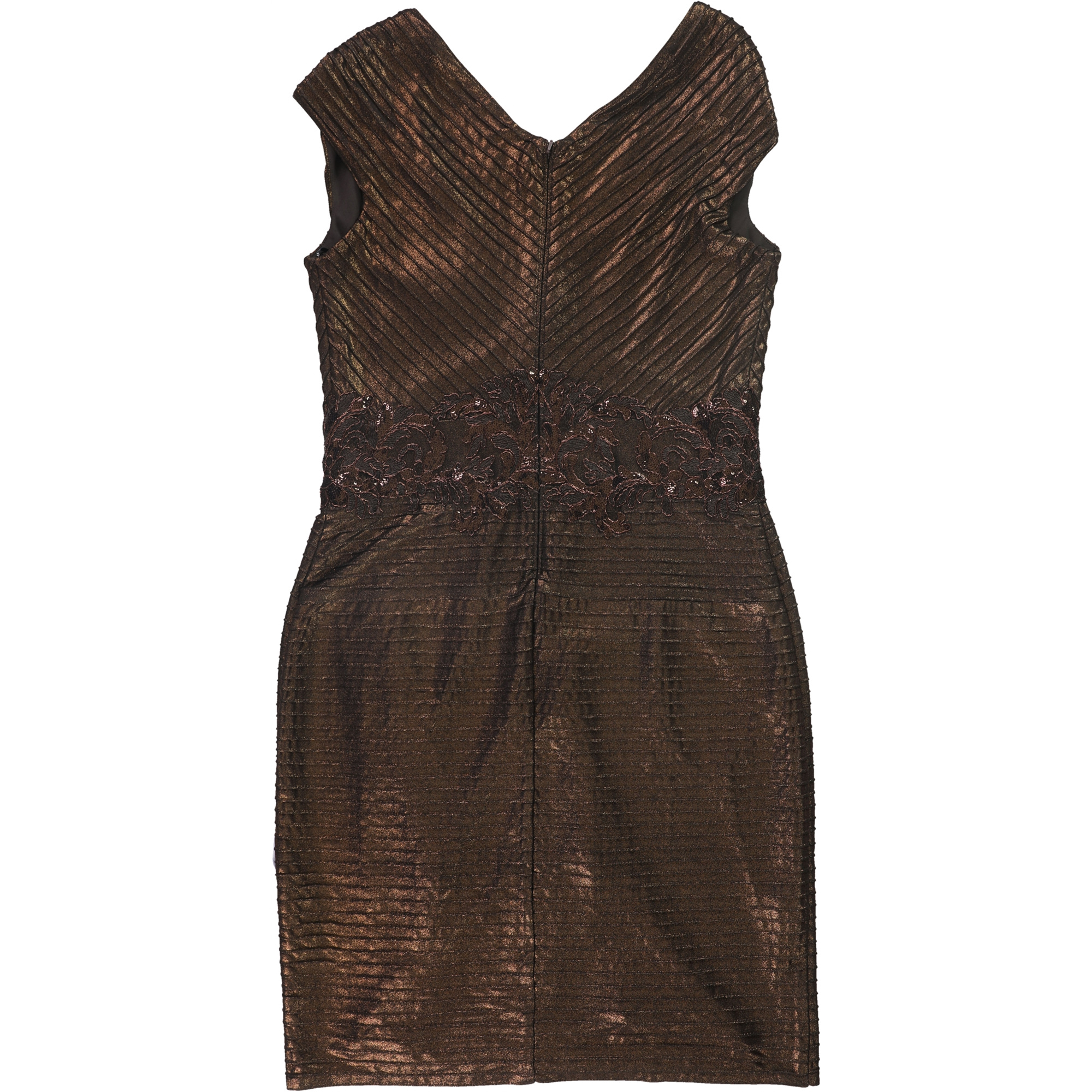 Tadashi Shoji Womens Sequin Cocktail Dress, Metallic, Large