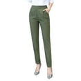 thumbnail image 5 of Women Pants Elastic High Waist Solid Color Slim Fit Trousers with Pockets Casual Commuting Style Office Lady Pants, 5 of 8