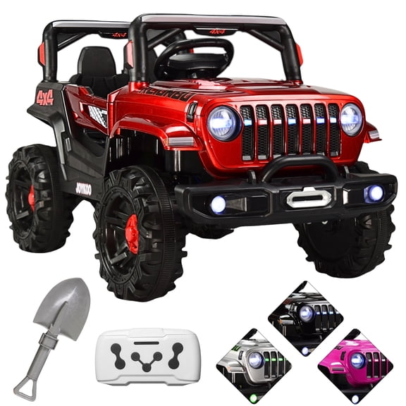 Camioneta Montable Eléctrica JOYKOO 4x4 Control Remoto Luz LED 12V Rojo