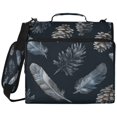 thumbnail image 2 of Zipper Binder with Shoulder Strap 2 inch 3 Ring Waterproof File Folder Organizer Bag 500 Sheet Deep Gray Feathers and Pinecones, 2 of 8