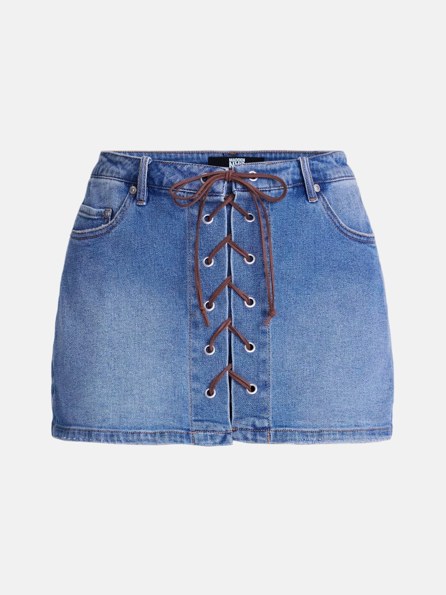 Madden NYC Women’s Lace Up Denim Mini Skort, Sizes XXS-XXL