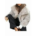 thumbnail image 3 of Female Faux Fur Coat Faux Fur Jacket Long Sleeve Lapel Furry Winter Jackets Parka Short Coat Ivory Gray XXL, 3 of 9