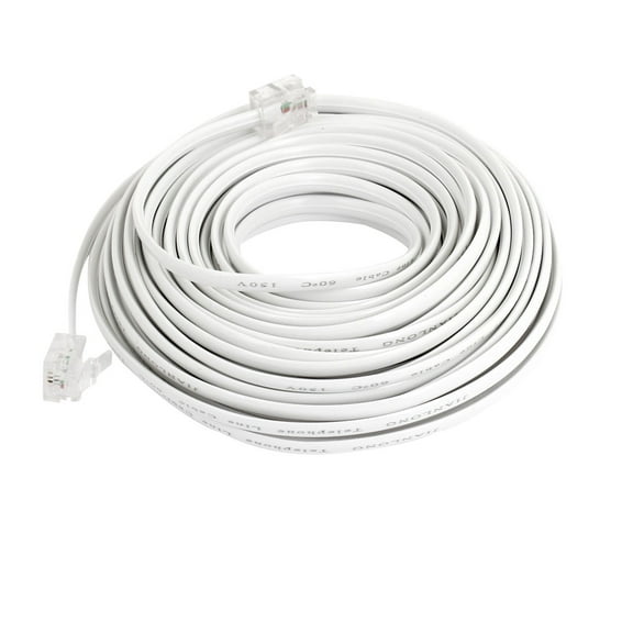 10M 32.8Ft RJ11 Telephone Extension Cable Connector White