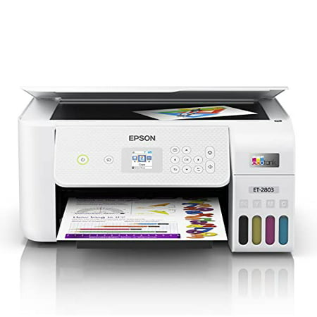 Epson EcoTank ET-2803 All-in-One Wireless Color Inkjet Cartridge-Free Supertank Printer - Print Copy Scan - Voice-Activated Printing - Mobile Printing - 1.44" Color LCD - Print Up to 10 ppm