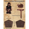 thumbnail image 6 of Virmaxy Halloween Costume Men's Medieval Hooded Tunic Set Renaissance Costume with Belt Pouch and Bracers for Halloween Party Black, 6 of 7